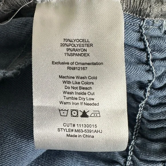 Indigo Poppy Denim Shirtdress Midi Elastic Waist Full Zip Sleeveless Women's M - Picture 7 of 8